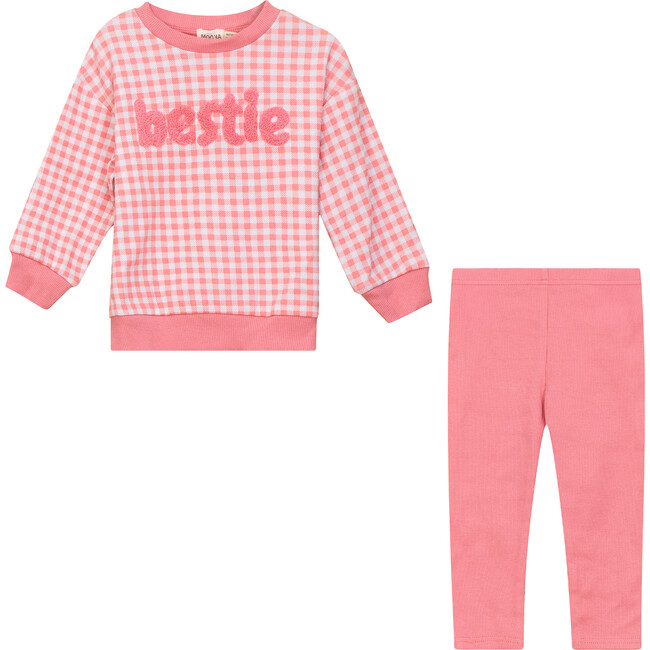 Checkered Mini Bestie 2Pc Set Pink/White