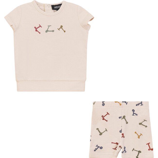 Scooter and Tulip Printed Shorts Set Dark Almond