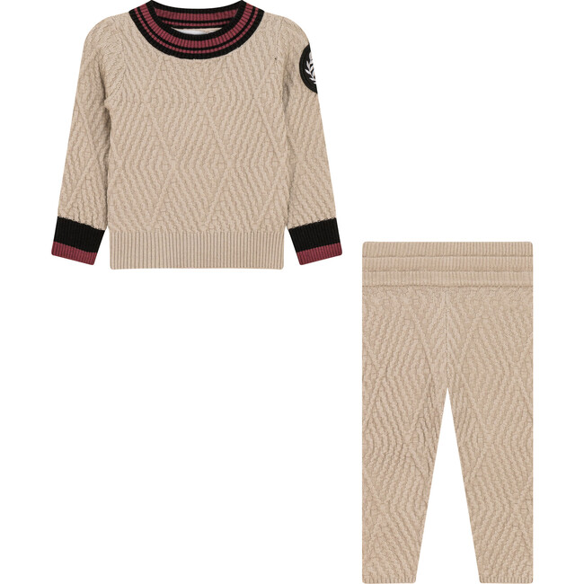 Diamond Textured Knit 2Pc Set Stone