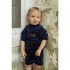 Crest Embroidery Shorts Overall Black - Rompers - 3 - thumbnail