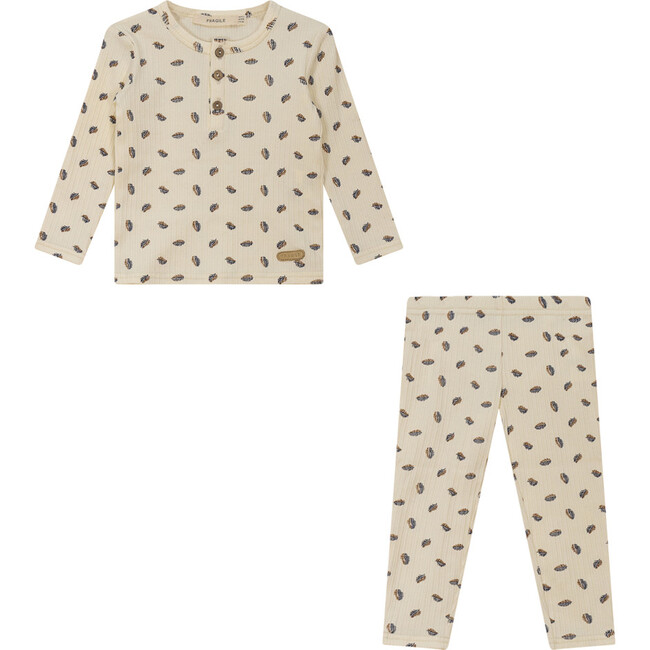 Feather Print 2Pc Set Off White