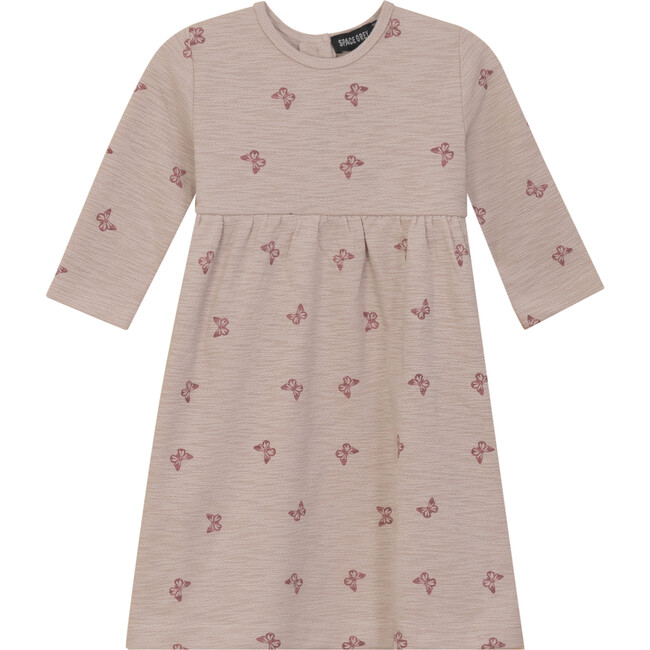 Butterfly Printed Dress Nude