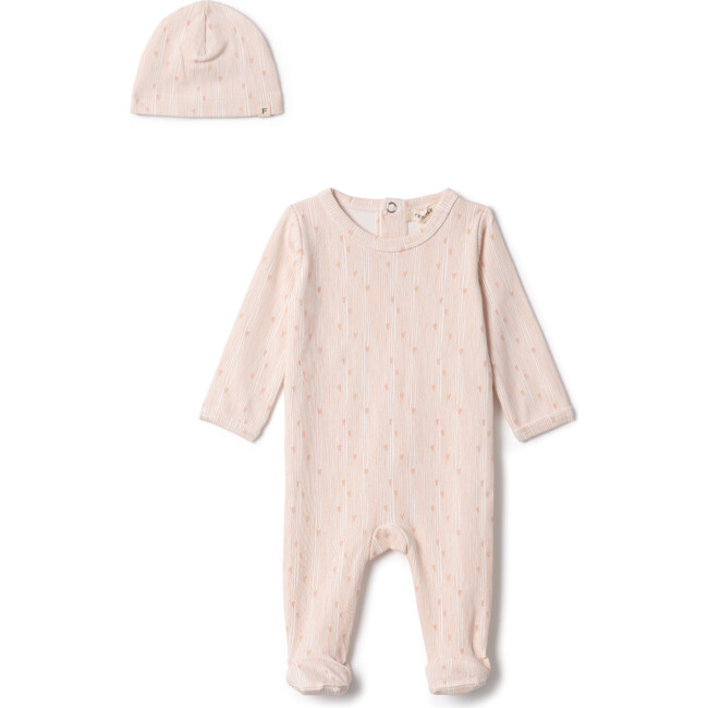 Line Print Onesie Powder/Rosette