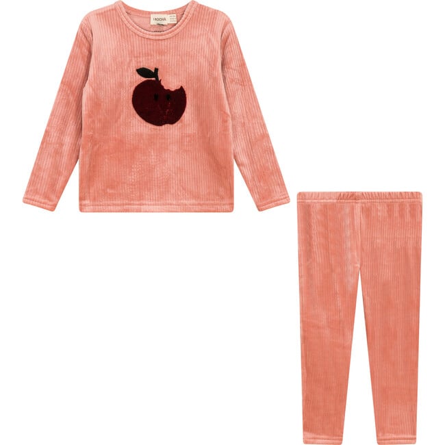 Apple Print Cotton Velour 2Pc Set Clay