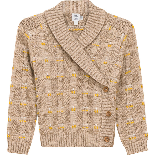 Textured Cable Knit Cardigan Dark Almond