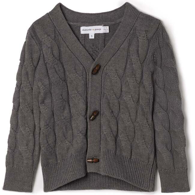 Cable Knit Cardigan Sweater Grey