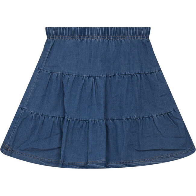 Denim Short Tiered Skirt Medium Denim