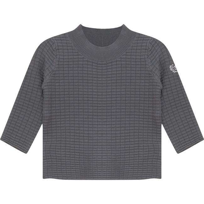 Mock Neck Knit Top Dark Grey