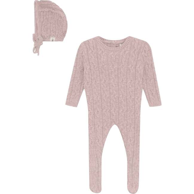 Mix Cable Knit Onesie and Hat Pink Mix