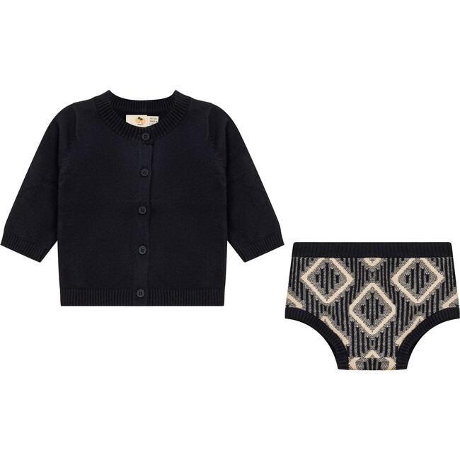 Diamond Knit 2Pc Set Dark Navy/Dark Almond