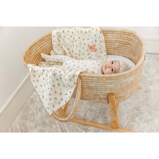 Floral Gauze Swaddle Off White