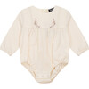 Floral Embroidered Bubble Cream - Rompers - 1 - thumbnail
