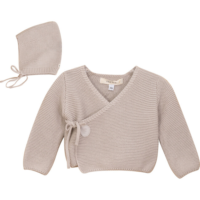 Garter Knit Cardigan Set Mushroom