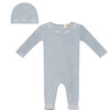 Bebe Embroidered Velour Onesie with Hat Blue - Mixed Apparel Set - 1 - thumbnail