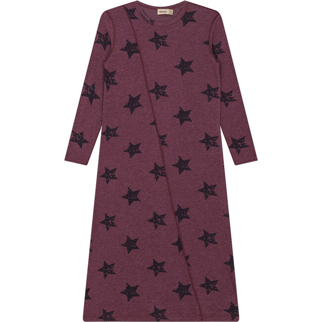 Distressed Stars Print Dress Burgundy
