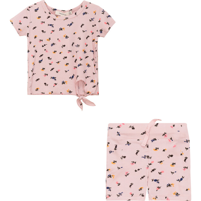 Multi Flower Print 2 Pc Set Pink