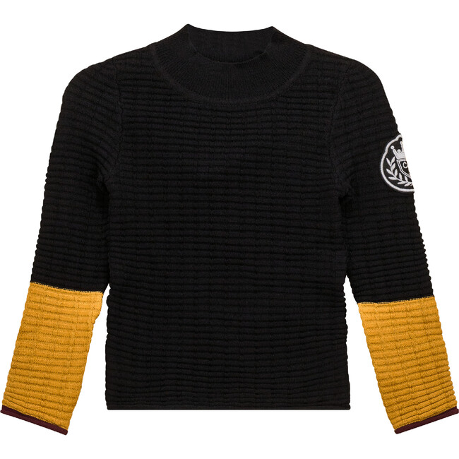 Mock Neck Ribbed Top Black