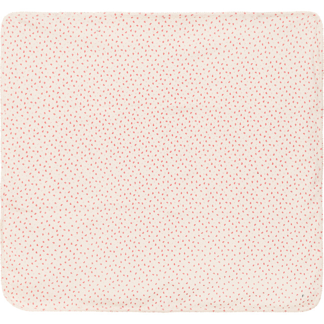 Crinkle Flower Print Blanket Cream/Red