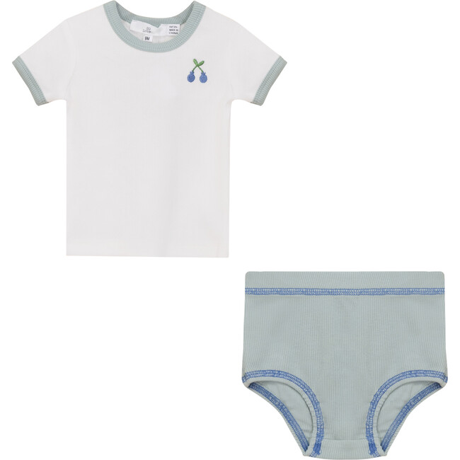 Blueberry Print Top Set Off White/Mint