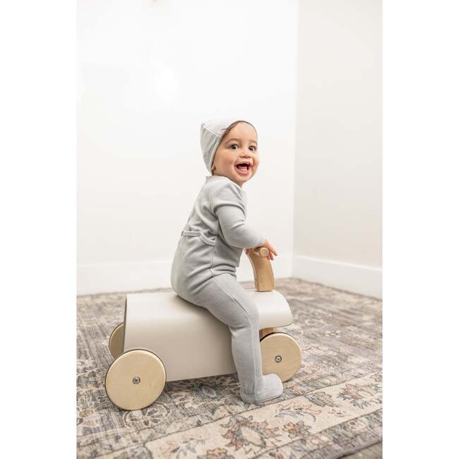 Bebe Embroidered Velour Onesie with Hat Beige