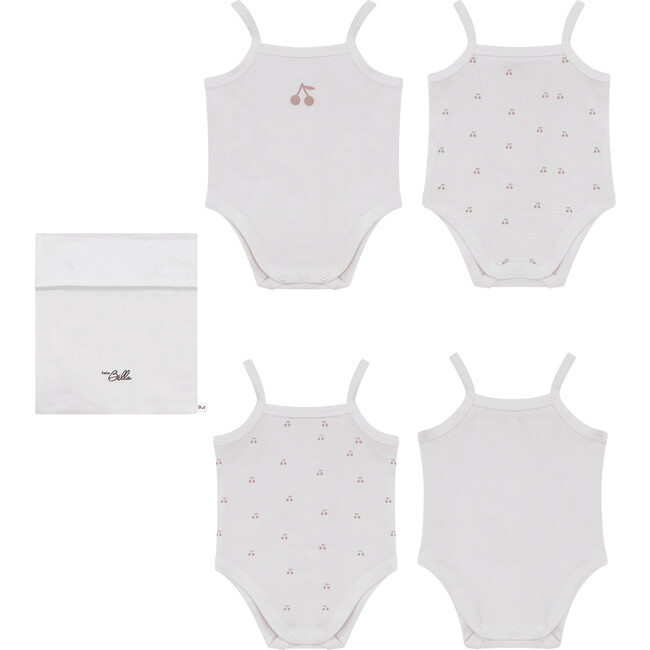 Cherry Print Onesie Set White/Mauve