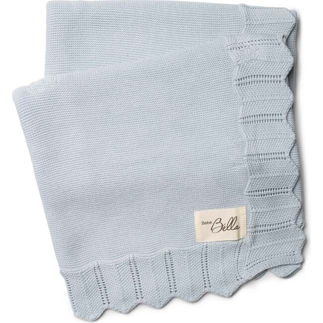 Knit Pointelle Blanket Blue