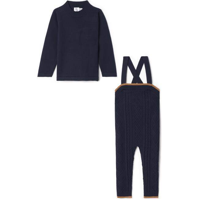 Cable Knit Overall Set Navy