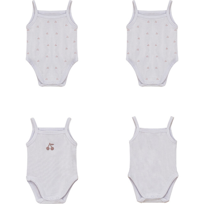 Ribbed Cherry Print Onesie Set White/Mauve