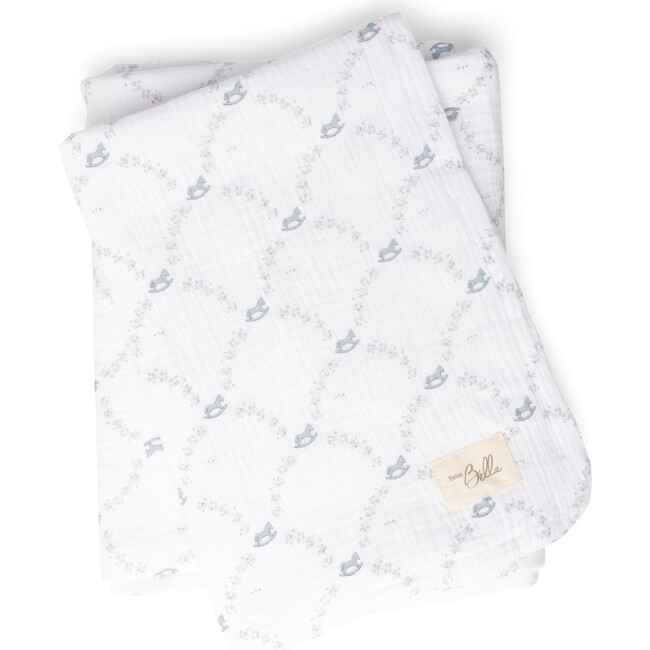 Rocking Horse Print Swaddle White