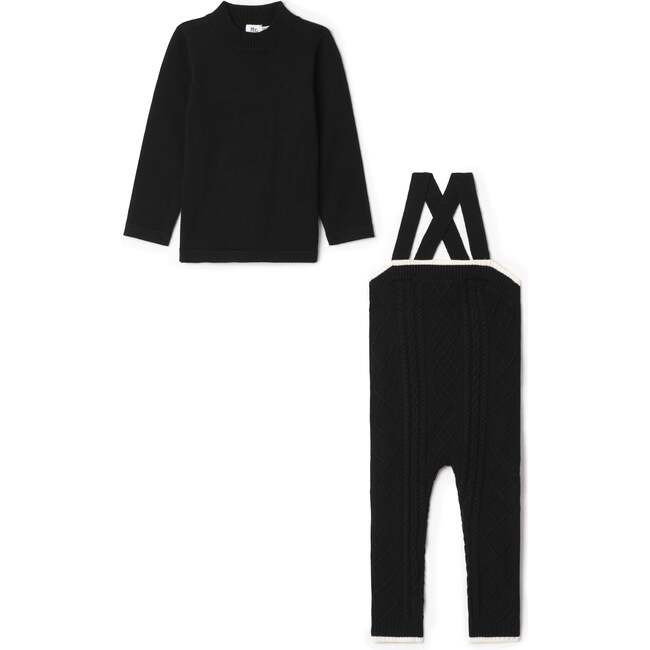 Cable Knit Overall Set Navy