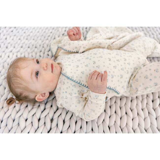 Ribbed Printed Blanket Blue - Blankets - 3