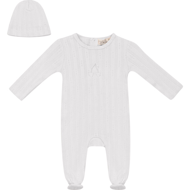Embroidered Cherry Onesie with Hat White