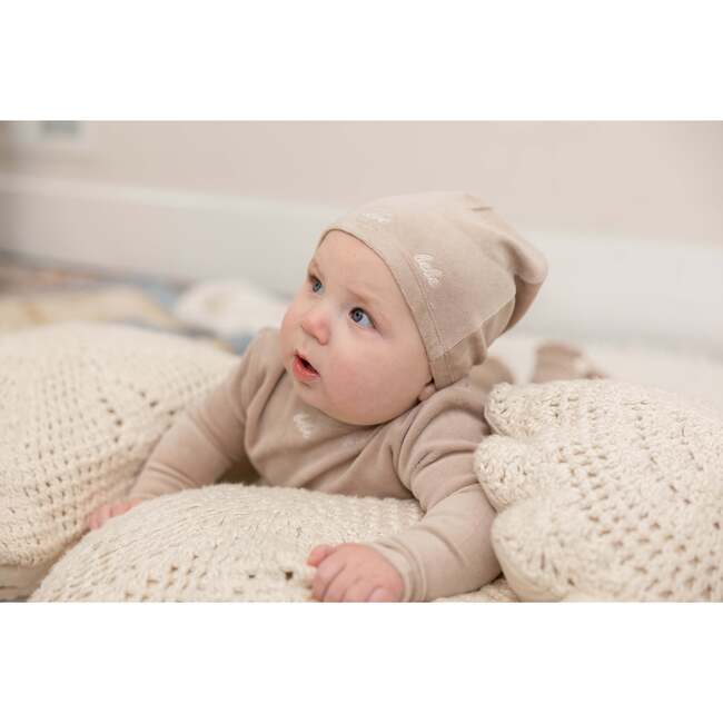 Bebe Embroidered Velour Onesie with Hat Beige - Mixed Apparel Set - 5