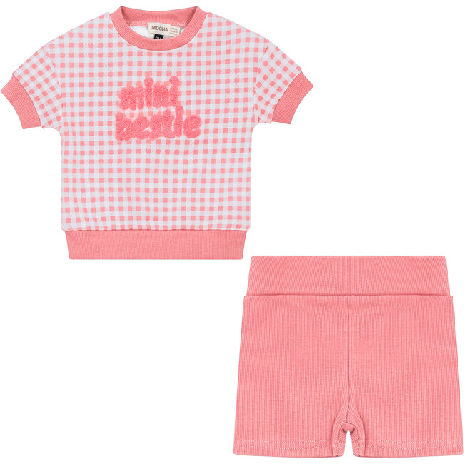 Checkered Mini Bestie Shorts Pink/White