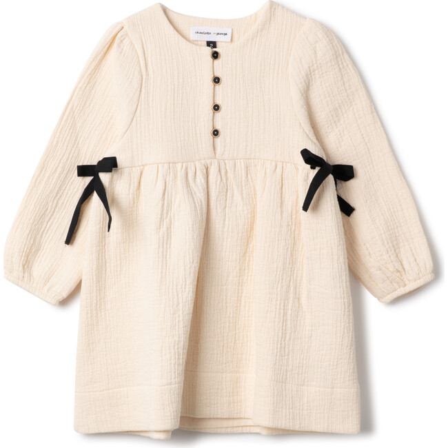 Woven Ribbon Dress Off White