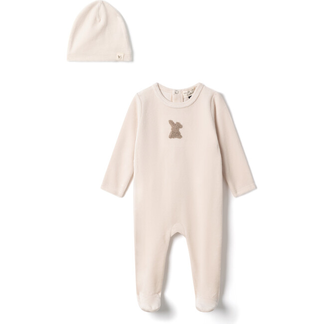 Bunny Applique Onesie Dark Almond