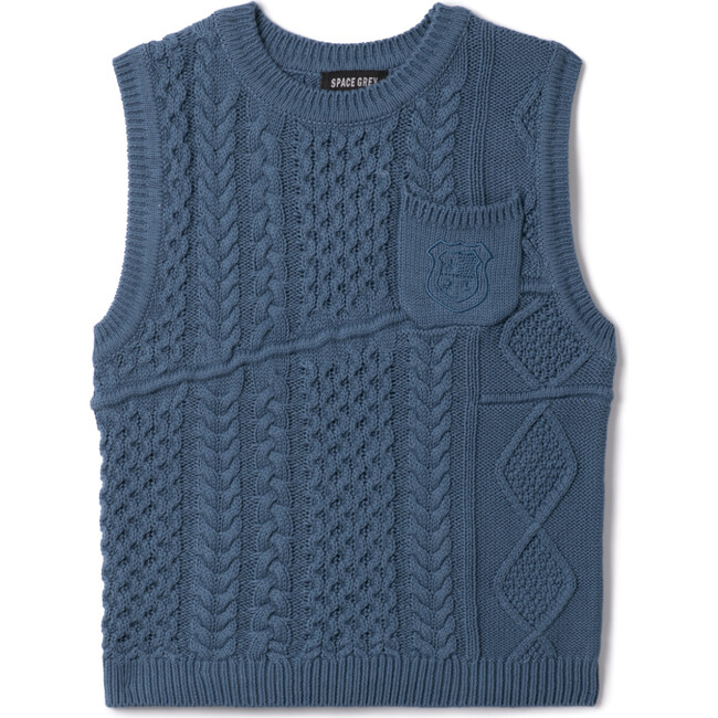 Crest Knitted Vest Blue