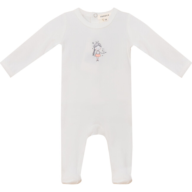 Boy and Girl Print Onesie Off White/Pink