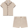 Twill Woven Shorts Set Beige - Mixed Apparel Set - 1 - thumbnail