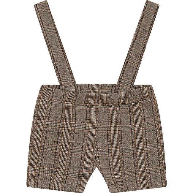 Woven Plaid Overall Beige