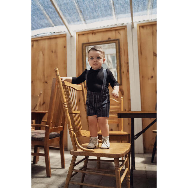 Woven Plaid Overall Beige