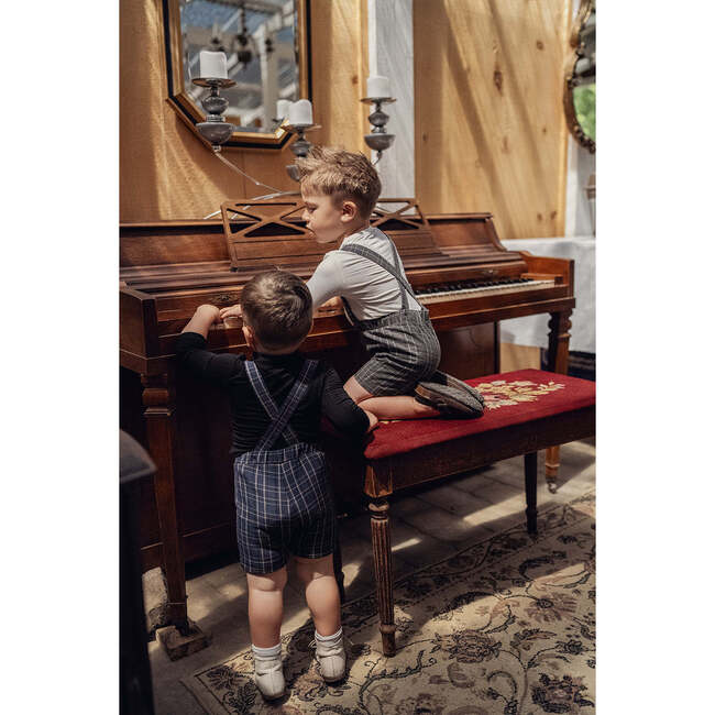 Woven Plaid Overall Beige - Rompers - 3