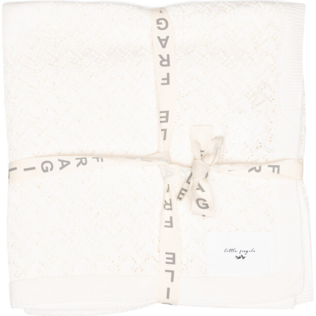 Lace Knit Blanket White