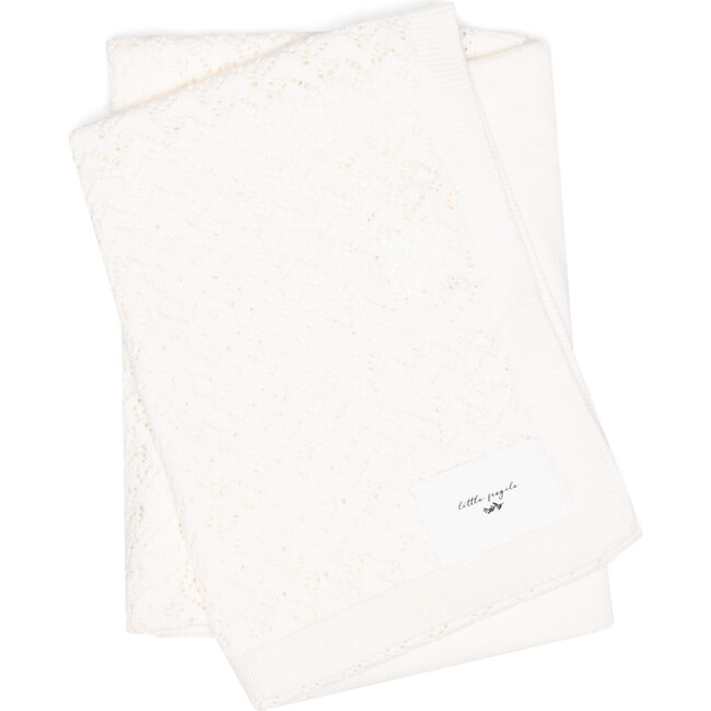 Lace Knit Blanket White