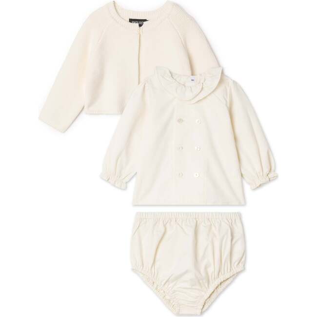 Woven 2Pc Set and Cardigan Cream