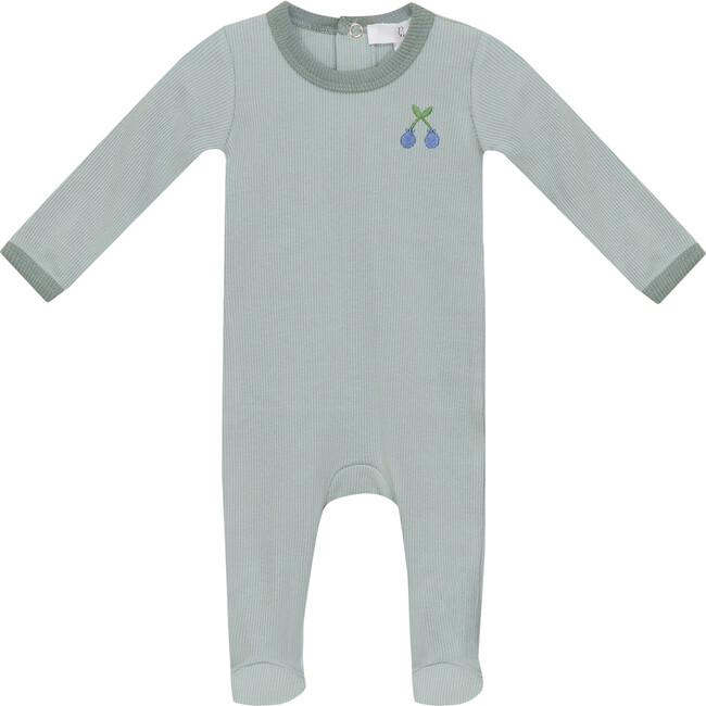 Cherry Print Rib Onesie Mint/Sage