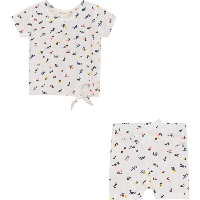 Multi Flower Print 2 Pc Set White