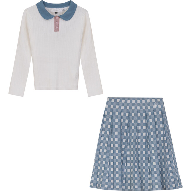 Checkered 2Pc Set Sky Blue/Powder