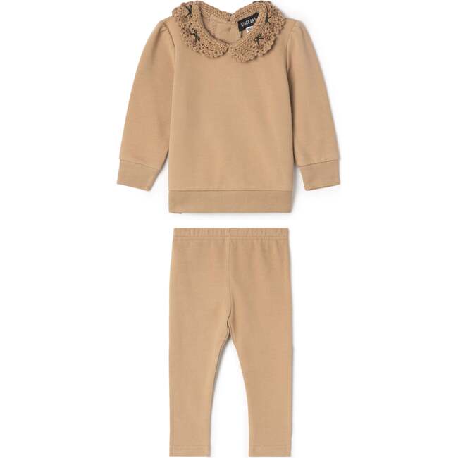 Crochet Collar 2Pc Set Dusty Pink