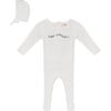 Rib Knit Stretchie and Bonnet Off White - Mixed Apparel Set - 1 - thumbnail